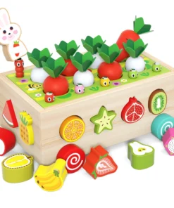 Best Selling Magnetic Fishing Wooden Radish Fruit Cart Shape Matching Blocks Montessori Educational Toys For Children