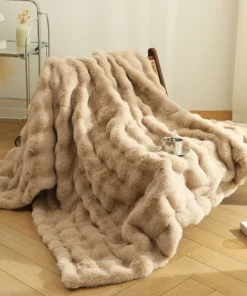 High-grade Faux Rabbit Fur Blanket Autumn Winter Soft Thick Warm Sofa Blanket Bedroom Bedding Nap Blanket Home Decor