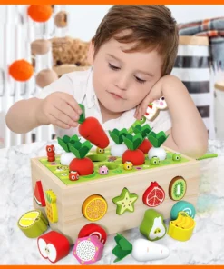 Montessori Toys for Baby Boys Girls1 2 3 4Year Wooden Puzzle Carrot Harvest Toy Game Shape Sorting Educational Toys for Children